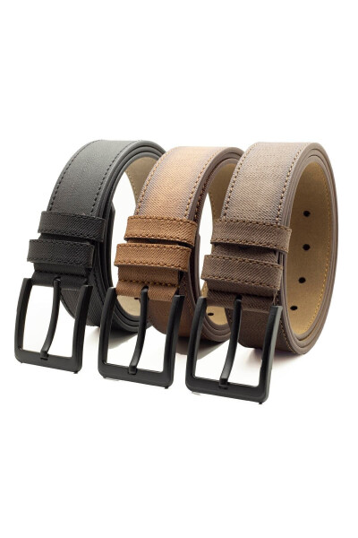 3 Pack Men's Belt Suitable for Jeans and Canvas - 37