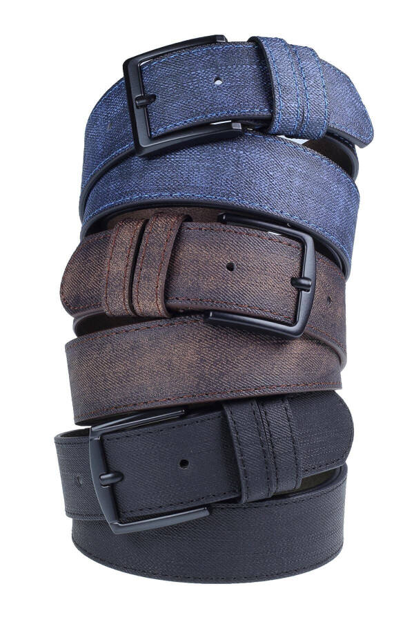 3 Pack Men's Belt Suitable for Jeans and Canvas - 16