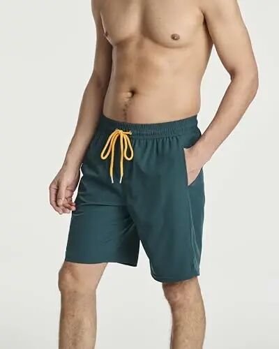 3 Pack Mens Swim Trunks Board Shorts Bathing Suit Compression Liner Beach | 6% Spandex Stretch, Big & Tall, Sewn In Boxer Brief Liner, Drawstring Elastic Waist Secure Pockets, Quick Dry Surf Pool - 3 (1)