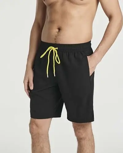 3 Pack Mens Swim Trunks Board Shorts Bathing Suit Compression Liner Beach | 6% Spandex Stretch, Big & Tall, Sewn In Boxer Brief Liner, Drawstring Elastic Waist Secure Pockets, Quick Dry Surf Pool - 4
