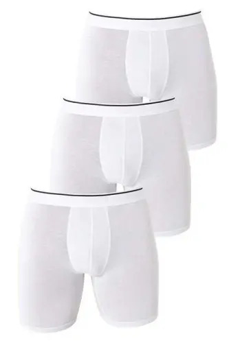 3-Pack Men's White Long Leg Cotton Boxer - 23