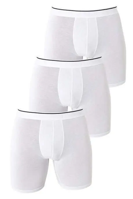 3-Pack Men's White Long Leg Cotton Boxer - 2