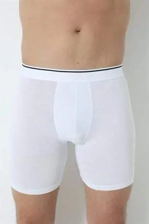 3-Pack Men's White Long Leg Cotton Boxer - 6