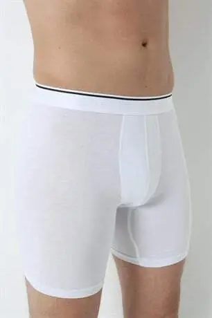 3-Pack Men's White Long Leg Cotton Boxer - 13