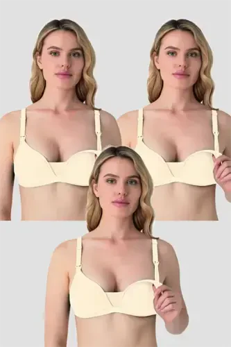 3-Pack Ten Women's Wirefree Padded Nursing Bra Nipple Concealing Cotton Soft Touch - 1