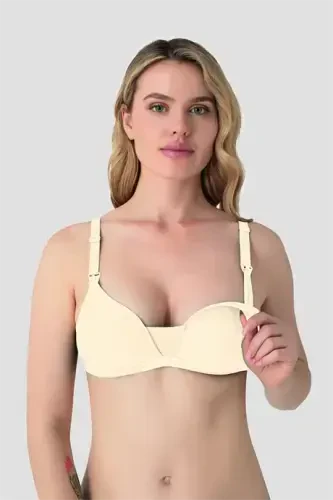 3-Pack Ten Women's Wirefree Padded Nursing Bra Nipple Concealing Cotton Soft Touch - BÜYÜKBEDENIZ (1)