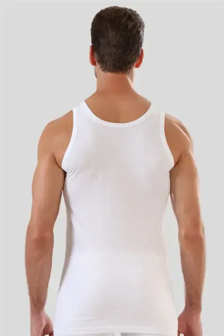 3-Pack White Cotton Elastane Men's Undershirt - 8