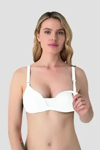 3-Pack White Women's Wireless Padded Nursing Bra Nipple Concealing Cotton Soft Touch - BÜYÜKBEDENIZ (1)