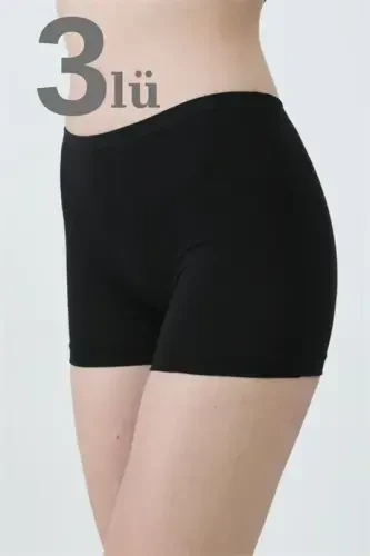 3-Pack Women's Black Boxer Shorts Cotton Lycra - 1