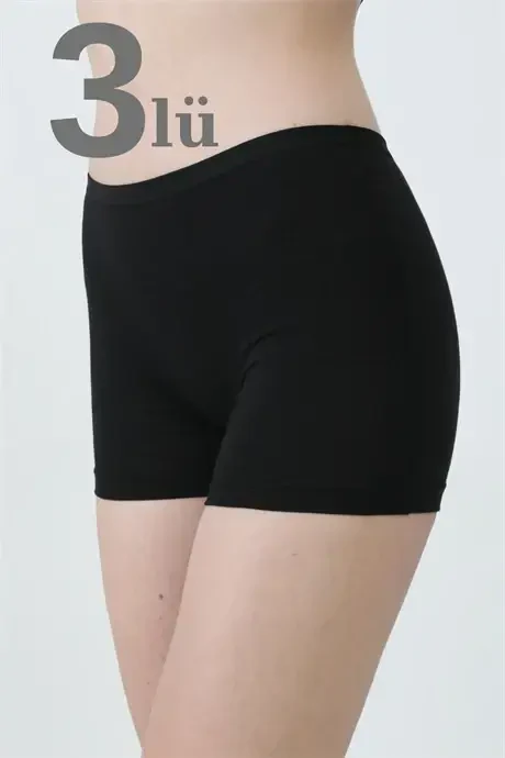 3-Pack Women's Black Boxer Shorts Cotton Lycra - 1