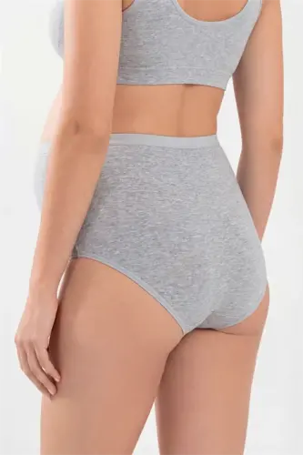 3-Pack Women's Gray Cotton Lycra High-Waisted Maternity Postpartum Panties Flexible and Comfortable Fabric - 6