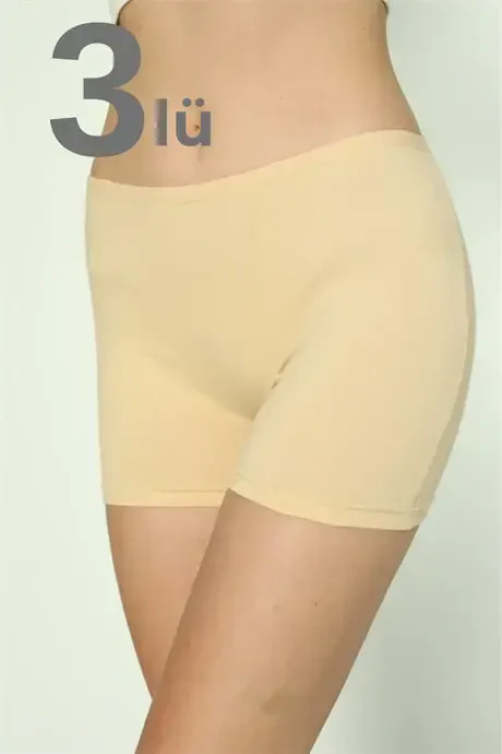 3-Pack Women's Nude Boxer Shorts Cotton Lycra - BÜYÜKBEDENIZ