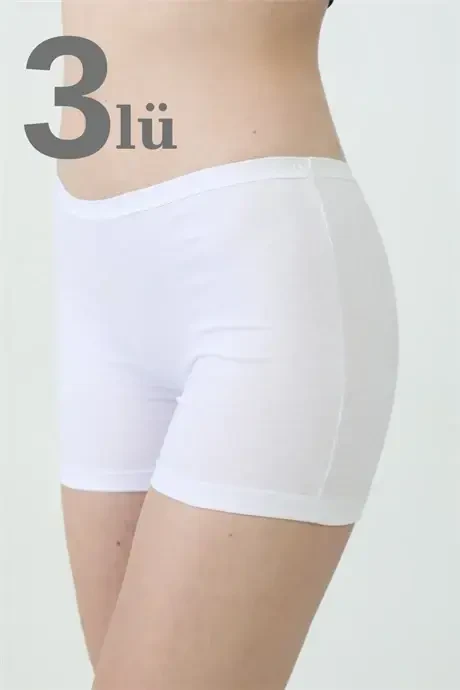 3-Pack Женские Белые Боксеры Хлопковые С Лайкрой - 1