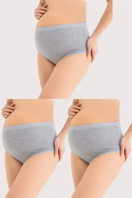 3-Pack Женские послеродовые трусы для беременных с высокой талией, серые, мягкие, эластичные, хлопковые с лайкрой - 1