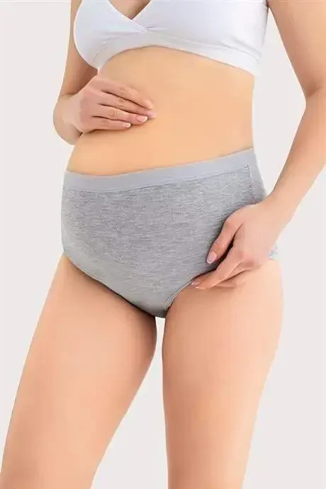 3-Pack Женские послеродовые трусы для беременных с высокой талией, серые, мягкие, эластичные, хлопковые с лайкрой - 2