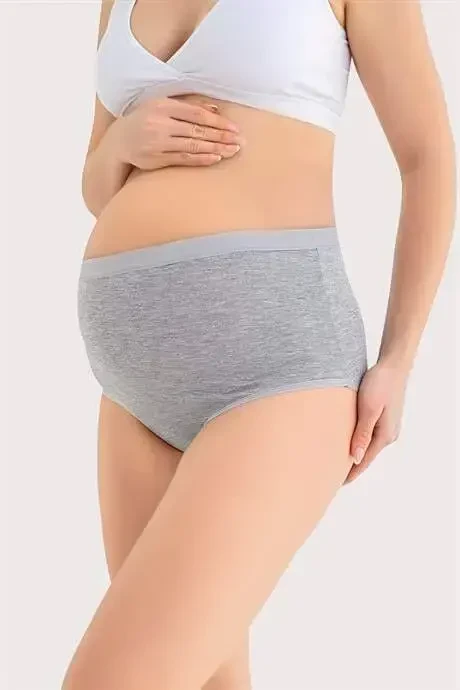 3-Pack Женские послеродовые трусы для беременных с высокой талией, серые, мягкие, эластичные, хлопковые с лайкрой - 3