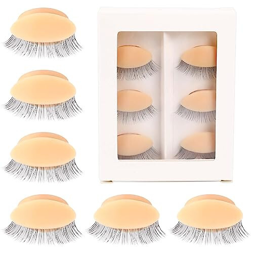 3 Pairs Replacement Eyelids for Mannequin Head Practice Eyelids for Eyelash Extensions Eyelids Realistic Eyelids Silicone with Eyelashes Practice Eyelash Eyelids for Eyelash Training Makeup - 1