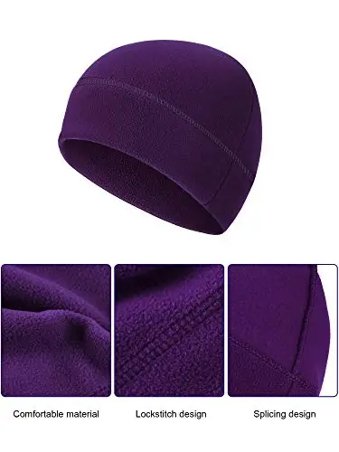 3 Pieces Winter Warm Skull Cap Soft Fleece Beanie Hat Thick Windproof Watch Cap Skiing Outdoor Warm Colored for Men Women - 4
