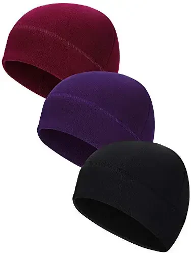 3 Pieces Winter Warm Skull Cap Soft Fleece Beanie Hat Thick Windproof Watch Cap Skiing Outdoor Warm Colored for Men Women - 3