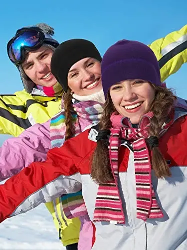 3 Pieces Winter Warm Skull Cap Soft Fleece Beanie Hat Thick Windproof Watch Cap Skiing Outdoor Warm Colored for Men Women - 4