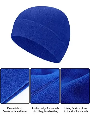 3 Pieces Winter Warm Skull Cap Soft Fleece Beanie Hat Thick Windproof Watch Cap Skiing Outdoor Warm Colored for Men Women - 5