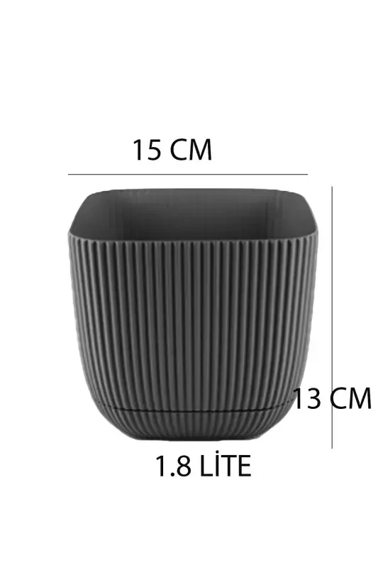 3 Pcs 1.8 Square Coral Square Pot Cactus Succulent Flower and Plant Pot No3 15x13cm-ANTHRACITE - 2