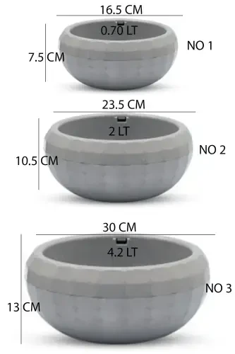 3 Pcs Arrangement Pot Set Plant Flower Cactus Succulent And Bonsai Pot-GRAY - TEMMUZ HOME (1)
