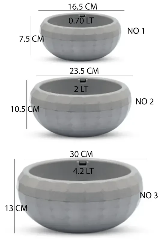 3 Pcs Arrangement Pot Set Plant Flower Cactus Succulent And Bonsai Pot-GRAY - 2