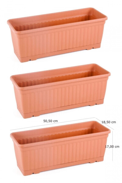 3 Pcs Belt Balcony Planter 11 Litre /50cm Length 18,5cm Width - SERİNOVA