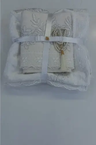 3 Pcs Ecru Gift Dowry Prayer Rug Burlap Set-ecru 