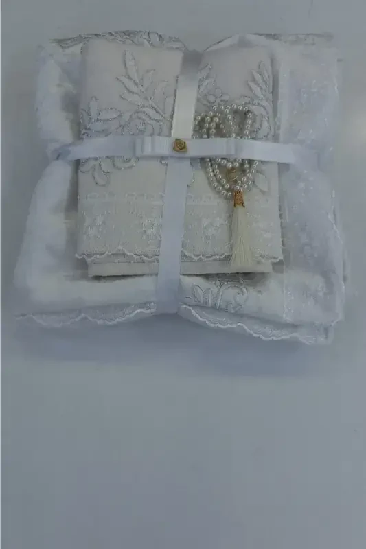 3 Pcs Ecru Gift Dowry Prayer Rug Burlap Set-ecru - CEYIZIMDEKOR