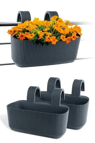 3 Pcs Karasu Plastic Pera Hanging Balcony Planter - 2