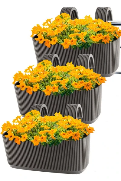 3 Pcs Karasu Plastic Pera Hanging Balcony Planter - TEMMUZ HOME