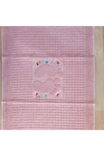 3 Pcs Powder Color Embroidered Foot Towel 100% Cotton Size: 50x70 - POWDER - AYHANHOME (1)