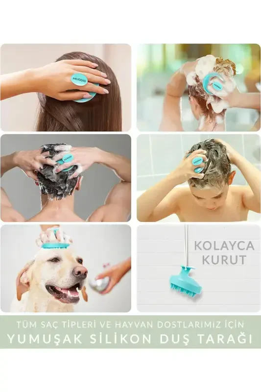 3 Pcs Soft Silicone Scalp Massage Shampoo Shower Brush - 2