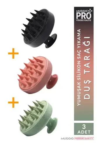 3 Pcs Soft Silicone Scalp Massage Shampoo Shower Brush - 5