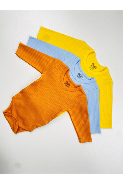 3-Piece 100% Cotton Ribbed Basic Bodysuit Set - 3