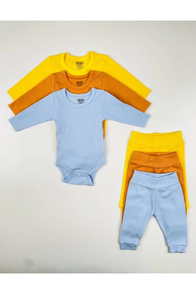 3-Piece 100% Cotton Ribbed Basic Bodysuit Set - EFU BABY