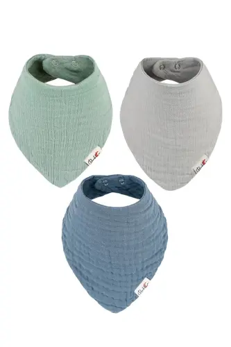 3-Piece 100% Organic Cotton Baby Muslin Bib - Girl Boy Baby Drool and Food Bib, Scarf, Collar - BEDECA (1)