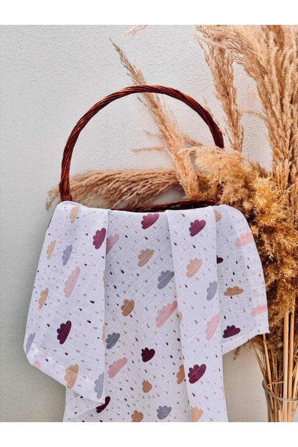 3-Piece 100% Organic Cotton Muslin Blanket, Multi-Purpose, 80x80 cm, Newborn Baby - 3