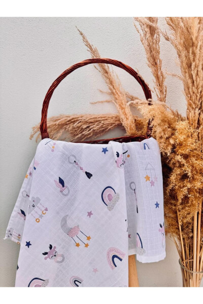 3-Piece 100% Organic Cotton Muslin Blanket, Multi-Purpose, 80x80 cm, Newborn Baby - 4