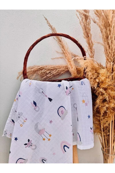 3-Piece 100% Organic Cotton Muslin Blanket, Multi-Purpose, 80x80 cm, Newborn Baby - 4