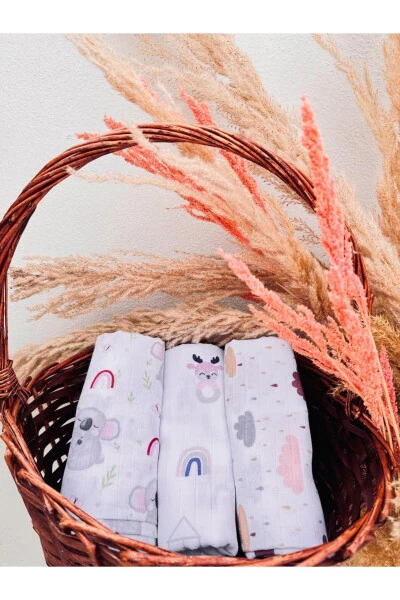 3-Piece 100% Organic Cotton Muslin Blanket, Multi-Purpose, 80x80 cm, Newborn Baby - 6