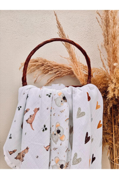 3-Piece 100% Organic Cotton Muslin Swaddle Blanket, Multi-Purpose, 80x80 cm, Newborn Baby - 3