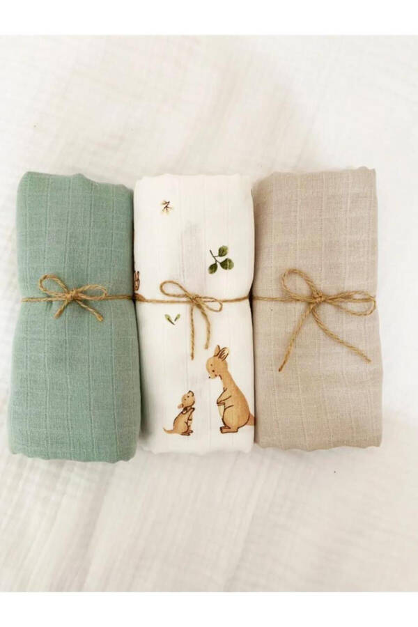 3-Piece 100% Organic Cotton Muslin Swaddle Blanket, Set - 5