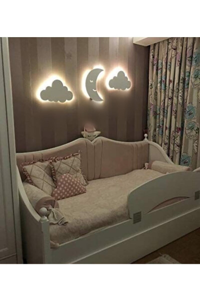 3-piece Baby and Children's Room Lighting Led Cloud and Moon - 2