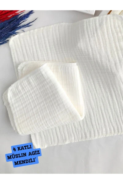 3-Piece Baby Bibs 4-Layer Muslin 100% Cotton Fabric Burp Cloth Cleaning Cloth - BEBELLA