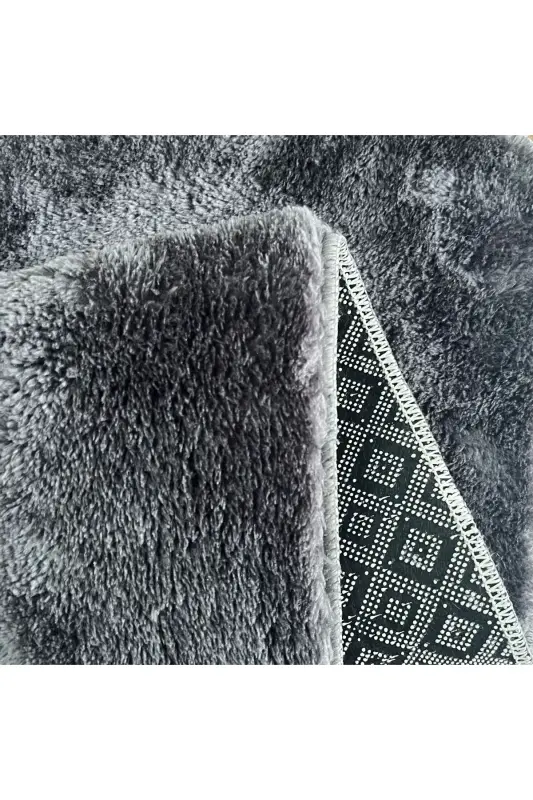3-Piece Bathroom Rug Set Plush Carpet Toilet Set -- 50x90--50x60---50x50(ROUND)-anthracite1 - 2