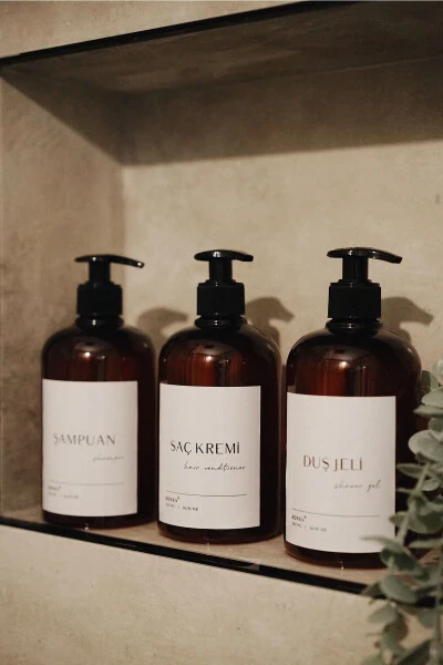 3-Piece Bathroom Set Shampoo Shower Gel And Hair Conditioner Plastic Bottle 500 ml - BEREV (1)