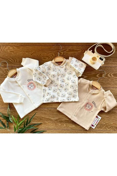 3-Piece Cotton Baby Top Set Lion Pink Blue Brown - RENKLI PUSET
